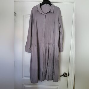 Gray Button-Up Dress
